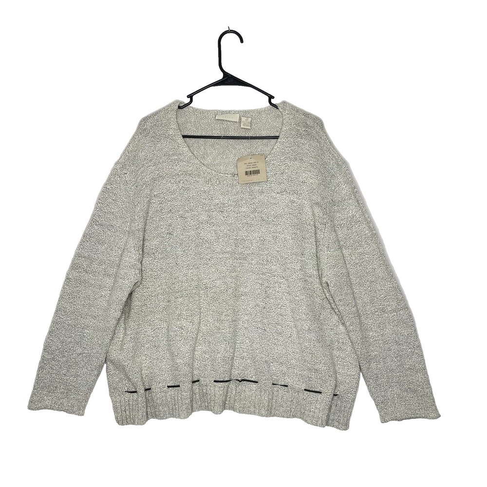 J Jill Womens Sweater 3X Gray Lagenlook Knit Drawstring Boho Comfort‎ Easy Fit
